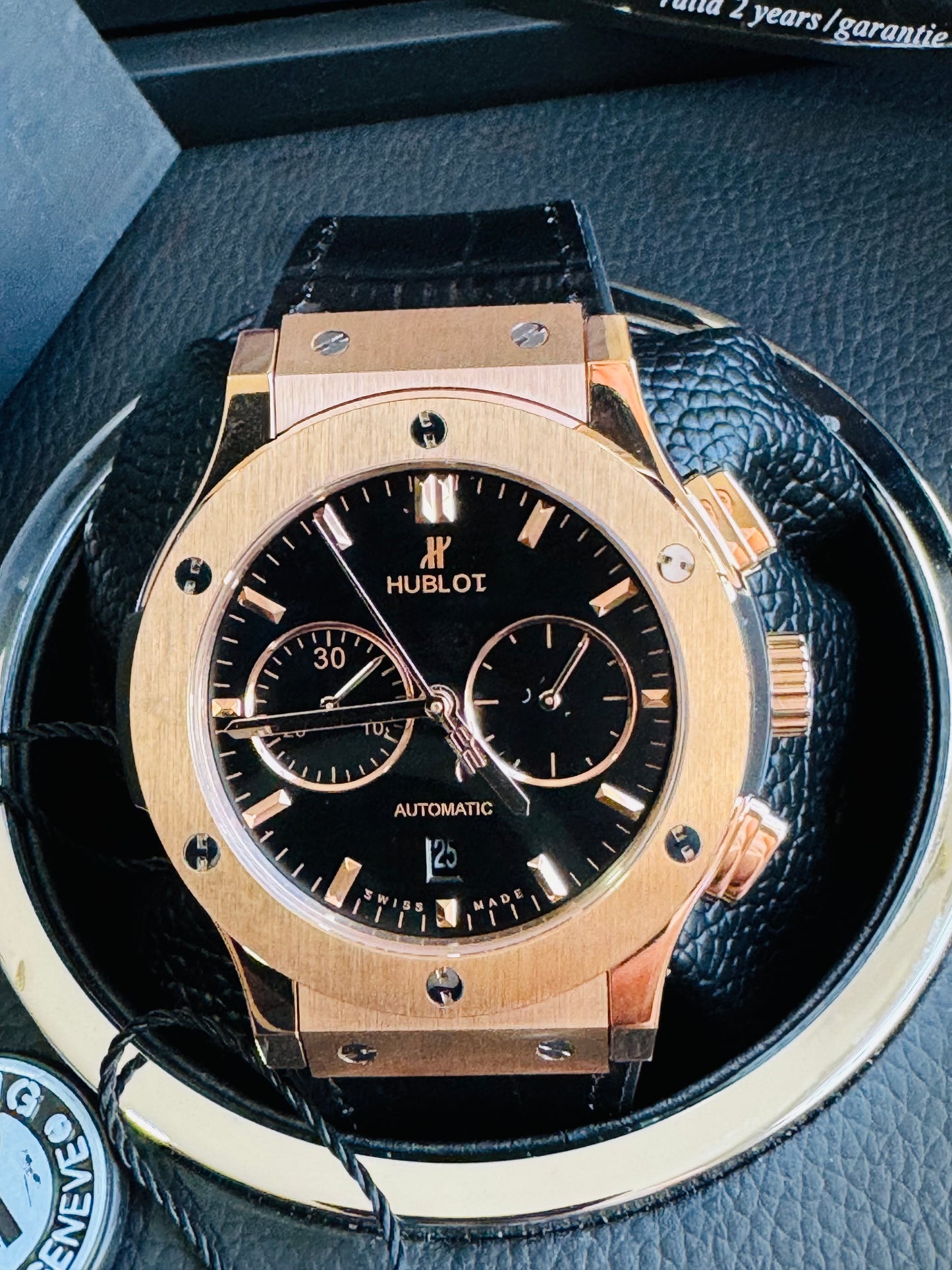 MÁXIMO LUJO RELOJ AUTOMÁTICO MECÁNICO HUBLOT - MÚLTIPLES COMPLICACIONES FUNCIONALES -CRISTAL ZAFIRO-21 JOYAS-MÁXIMA ELEGANCIA!!!