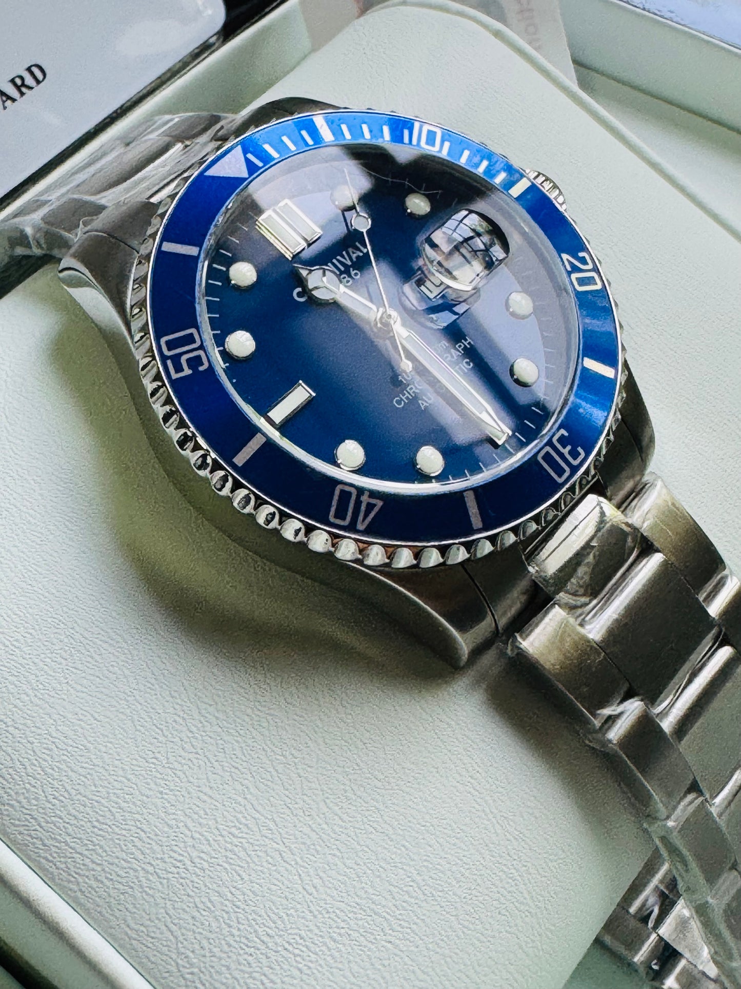 HERMOSO RELOJ AUTOMÁTICO MECÁNICO-CRONÓGRAFO-FECHADOR-DÍA SEMANA-CRISTAL ZAFIRO-34 JOYAS 💎-3 ATM -💯% ORIGINAL