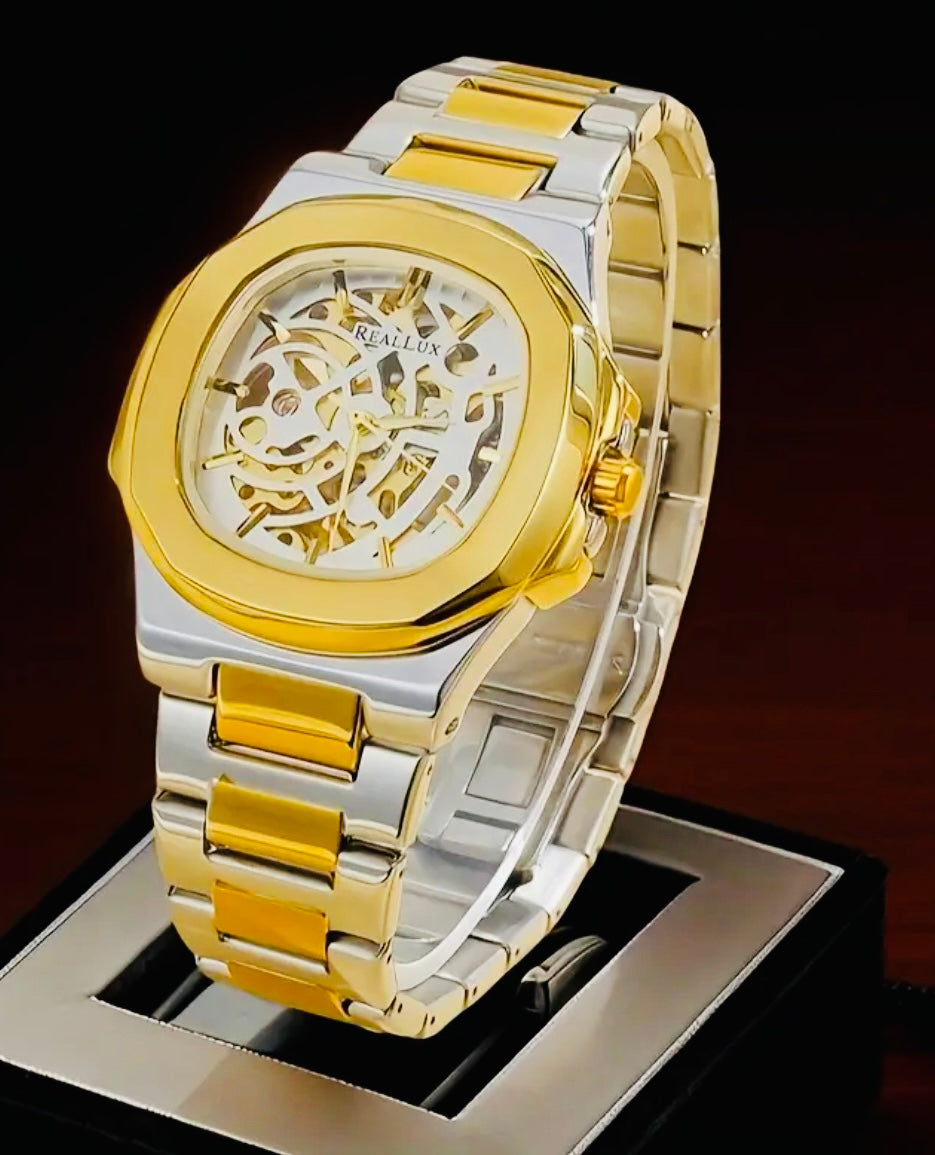 Distinguido Reloj Automático Mecánico Skeleton! Luminoso Hermoso Diseño!