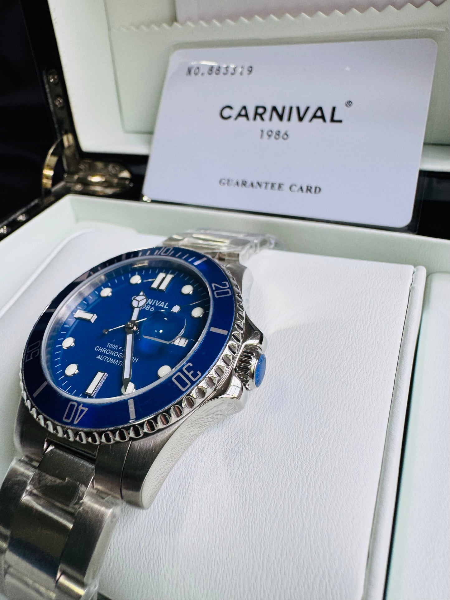 HERMOSO RELOJ AUTOMÁTICO MECÁNICO-CRONÓGRAFO-FECHADOR-DÍA SEMANA-CRISTAL ZAFIRO-34 JOYAS 💎-3 ATM -💯% ORIGINAL