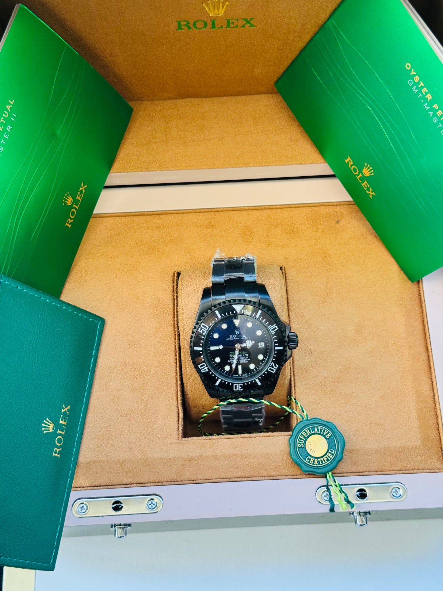 HERMOSO DISEÑO RELOJ AUTOMÁTICO MECÁNICO DEEP SEA DEWELLER VÁLVULA DE ESCAPE FECHADOR ETC;
