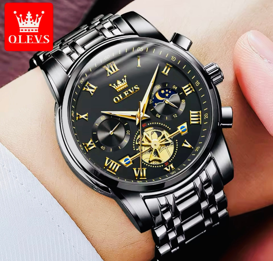 Hermoso Reloj Multifuncional-Movimiento de Cuarzo Excelente Calidad y Diseño! 💯% Original