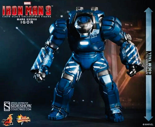 Obra maestra de la película Iron Man
Mark 38 (Igor)
-Género: Figura -Fabricante: HOT TOYS -Tamaño: escala 1/6 (altura total aprox. 430 mm) -Apareció en: Iron Man 3 [

Condición del producto] Nuevo en cajas 

Luces Led 

💯 % se puede posar en cualqui