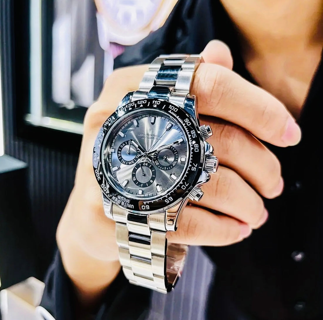 Hermoso Reloj Automático Mecánico Multifuncional Gran Calidad y Diseño 💯% Original Disponible en Carátula Gris y Negra!
