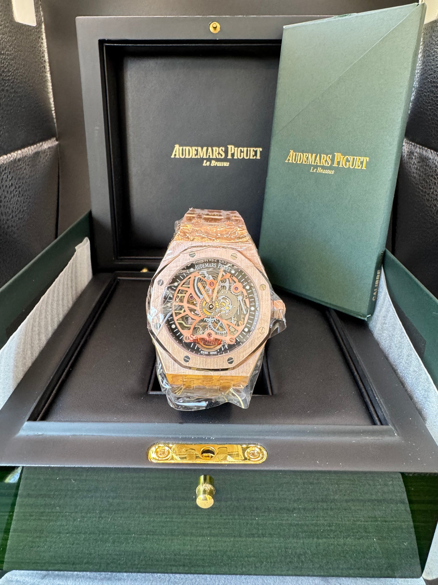 MÁXIMO LUJO IMPRESIONANTE RELOJ AUTOMÁTICO MECÁNICO SKELETON AUDEMARS P. CON DOBLE TOURBILLON!TOP QUALITY
