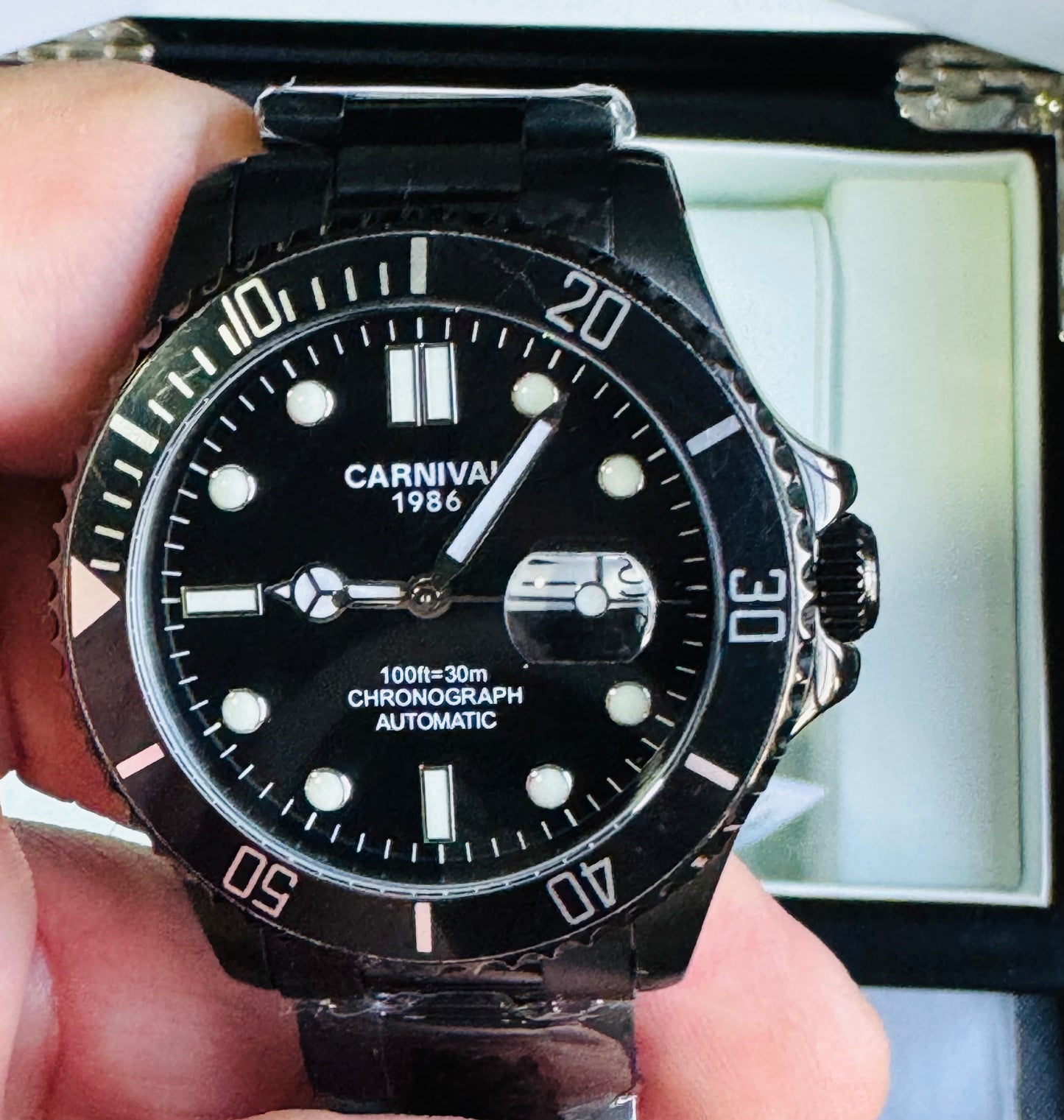 HERMOSO RELOJ AUTOMÁTICOMECÁNICO CRISTAL ZAFIRO-FECHADOR-LUMINOSO-RESISTENCIA AL AGUA-ALTA GAMA- 💯% ORIGINAL