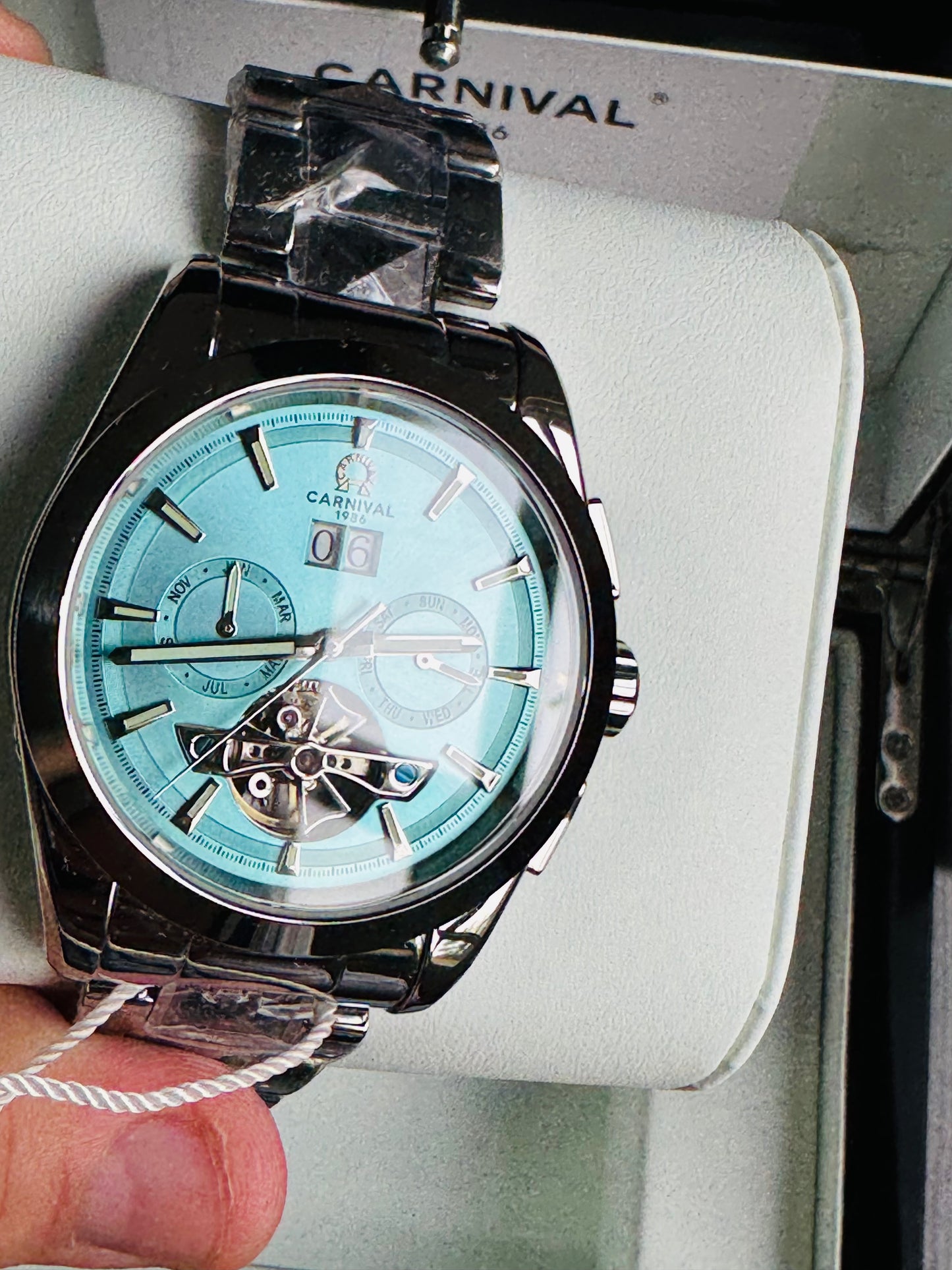 INNOVADOR DISEÑO RELOJ TOURBILLON-AUTOMÁTICO MECÁNICO TUNGSTENO DE LUJO -CRISTAL ZAFIRO-LUMINOSO- ESPECTACULAR BRAZALETE TUNGSTENO DE ALTA CALIDAD!!! MÚLTIPLES COMPLICACIONES-SEMANARIO-MES-FECHADOR-MOVIMIENTO HUECO-DESCARGADOR AUTOMÁTICO DE PRESIÓN- ETC
