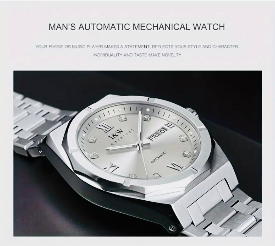 Increíble y Hermoso Reloj Automático Mecánico Día con Letras y Fechador Numérico- Crystal Zafiro! Movimiento Japonés que es el Mejor a Nivel Mundial Superando al Suizo! Maquinaria Japonesa con Joyas 💎 Japonesas Miyota! 💯% Original-30 Metros Profundidad!