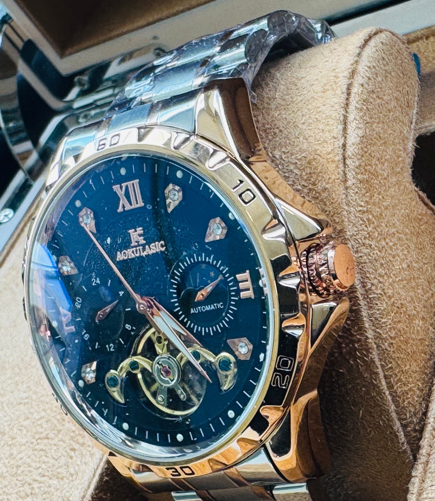 Impresionante Reloj Automático Mecánico Tourbillon 5 Complicaciones 💯% Original-Circonias Etcétera