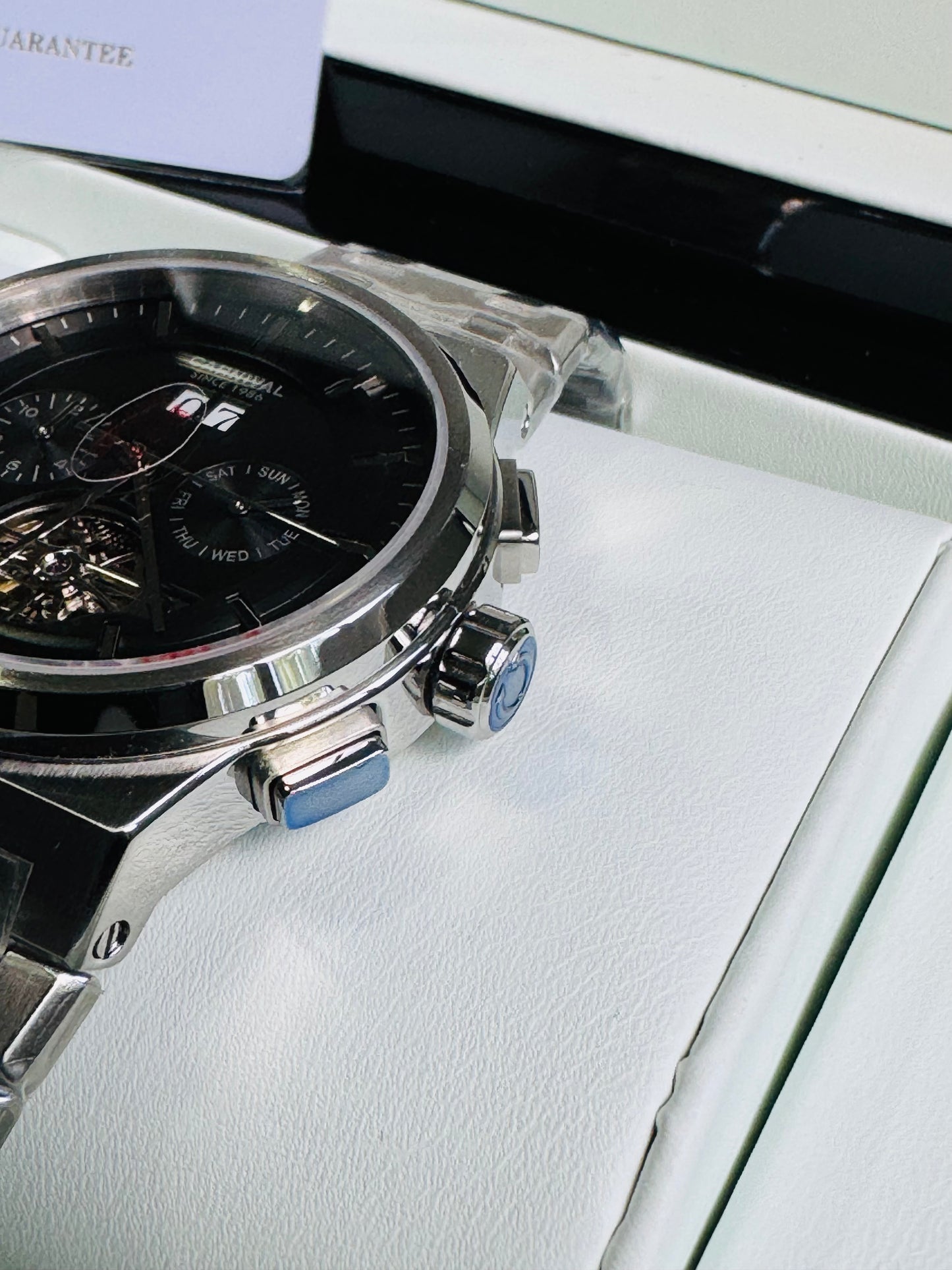 RELOJ I&W AUTOMATICO MECÁNICO-VENTANA TOURBILLON-CALENDARIO  MES-SEMANA-FECHADOR- HORAS PEQUEÑO DIAL JOYAS 💎 RESISTENTE AL AGUA- ALTA CALIDAD!!! 💯% ORIGINAL