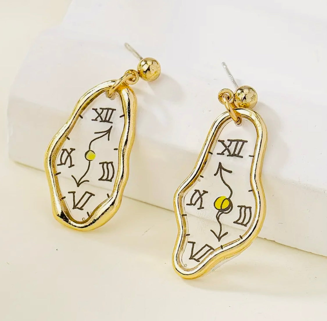 Originales Pendientes con Plata.925 aguja 🪡 de Oído 👂 Hipoalergenicos Tema La Persistencia de la Memoria- Salvador Dali-