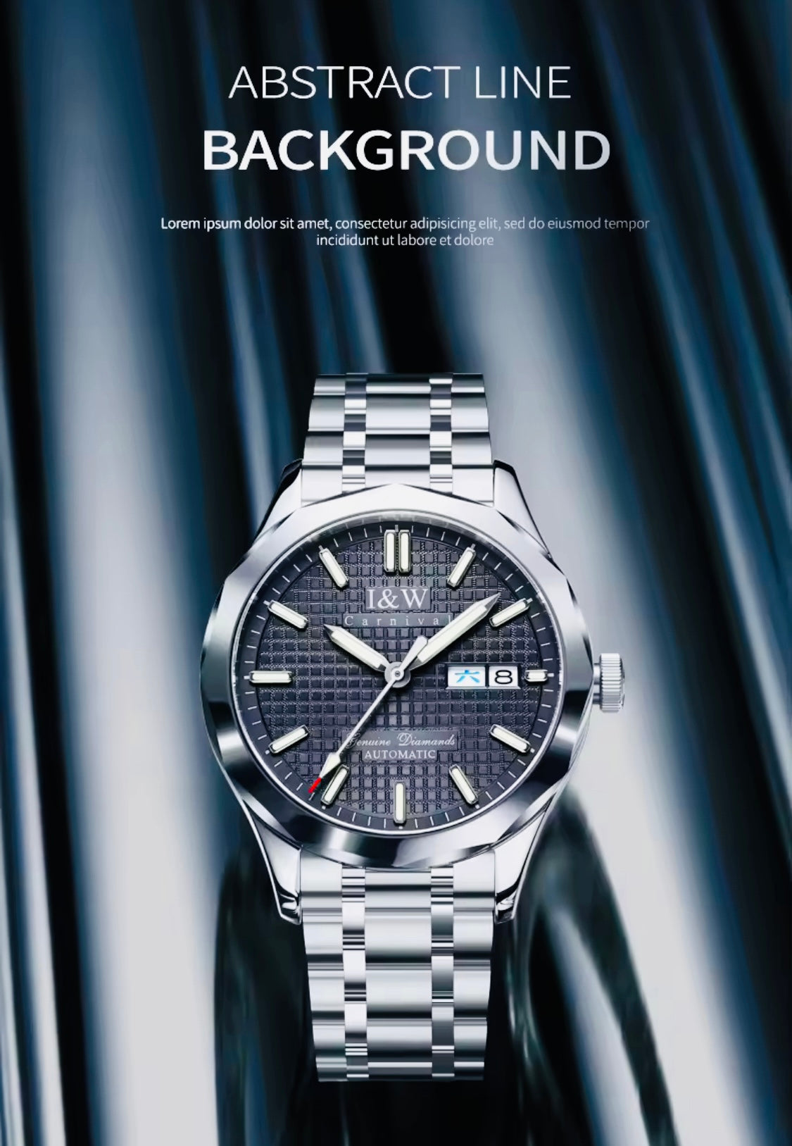 IMPRESIONANTE RELOJ AUTOMÁTICO MECÁNICO I&W - TUNGSTENO-24 JOYAS 💎-FECHADOR-CRYSTAL ZAFIRO-MOVIMIENTO SUIZO- 💯% ORIGINAL