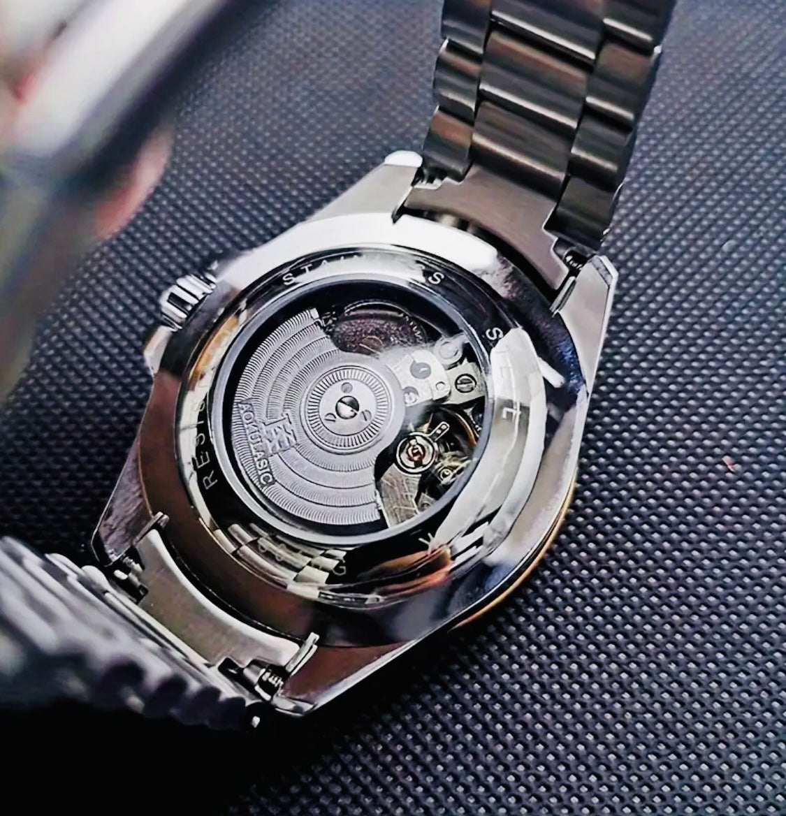 Reloj Mecánico Automático de Lujo para Hombre, Esfera Redonda, Correa de Acero Inoxidable, Resistente al Agua 30 m, Movimiento de Cuerda Automática, Caja de Aleación, Visualización de Puntero, Reloj de Pulsera de Marca Geni