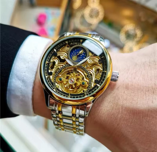 Hermoso y Elegante Reloj Automático Mecánico Tourbillon! Excelente Calidad y Diseño!
