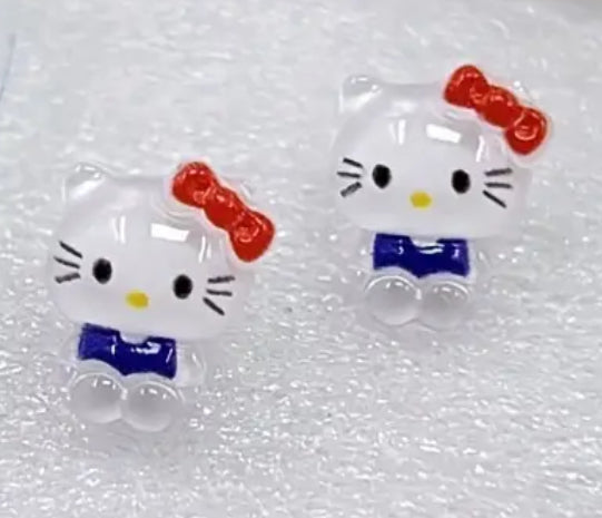 Aretes de resina con diseño de animalitos inspirados en Hello Kitty, hipoalergénicos, listos para fiestas, sin baño, sin material de mosaico, para todas las estaciones (par)
