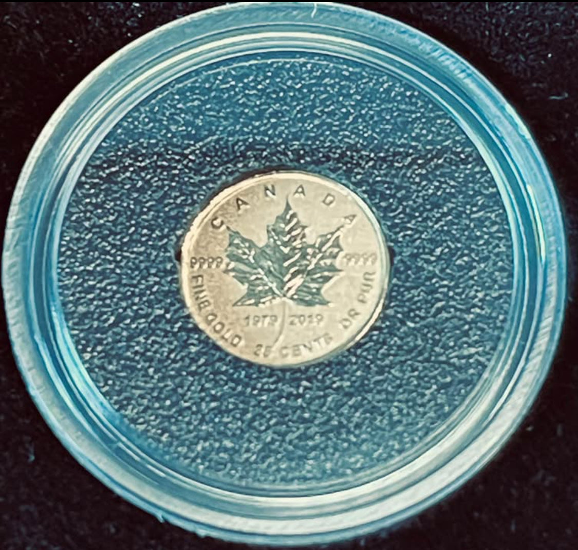Moneda Oro Puro de 25 centavos sin Aleaciones 40 Aniversario GML para Coleccionistas