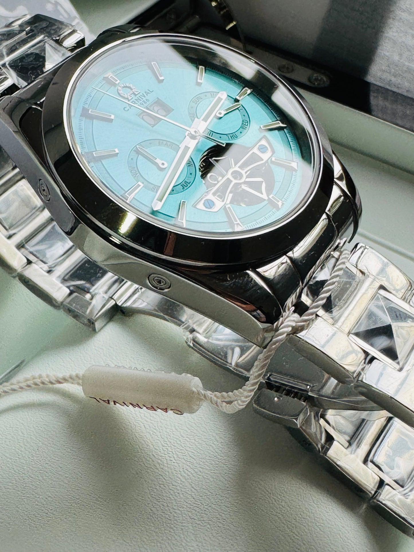 INNOVADOR DISEÑO RELOJ TOURBILLON-AUTOMÁTICO MECÁNICO TUNGSTENO DE LUJO -CRISTAL ZAFIRO-LUMINOSO- ESPECTACULAR BRAZALETE TUNGSTENO DE ALTA CALIDAD!!! MÚLTIPLES COMPLICACIONES-SEMANARIO-MES-FECHADOR-MOVIMIENTO HUECO-DESCARGADOR AUTOMÁTICO DE PRESIÓN- ETC