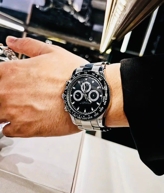 Hermoso y Elegante Reloj Mecánico Tipo Daytona Excelentes Acabados! Disponible con Carátula Negra y Gris! 💯% Original