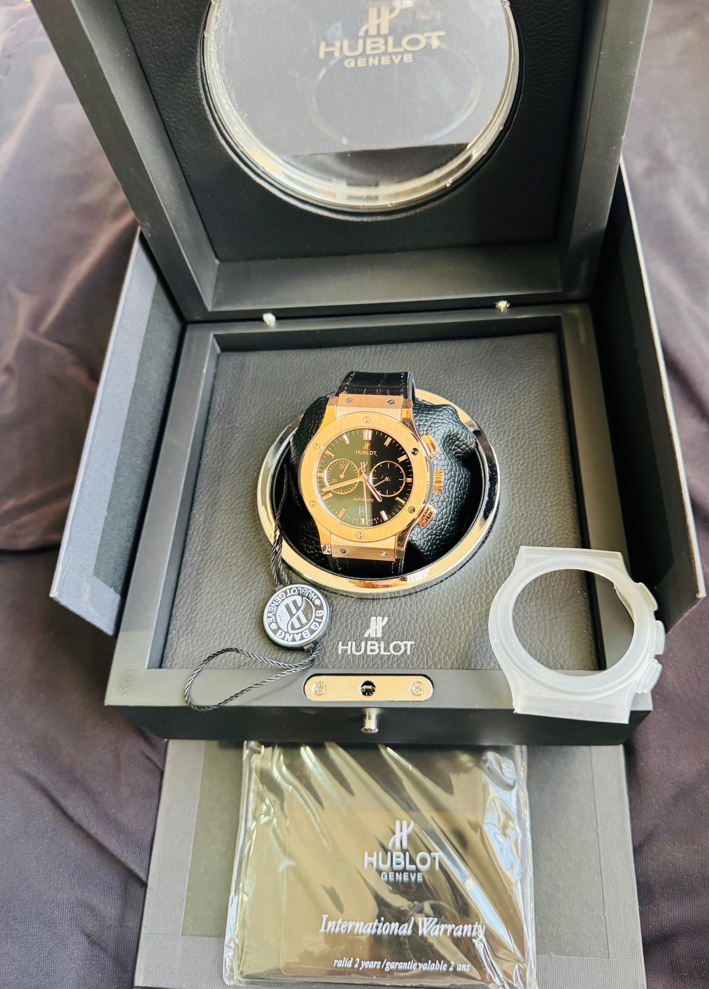 MÁXIMO LUJO RELOJ AUTOMÁTICO MECÁNICO HUBLOT - MÚLTIPLES COMPLICACIONES FUNCIONALES -CRISTAL ZAFIRO-21 JOYAS-MÁXIMA ELEGANCIA!!!