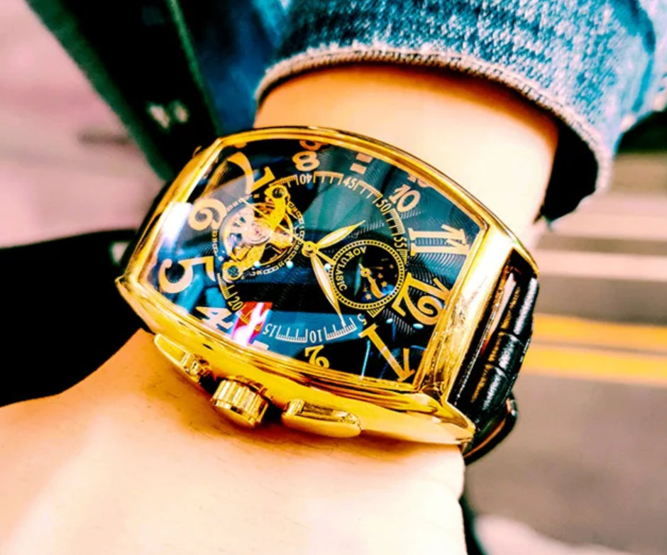 Hermoso Reloj Automático Mecánico Tourbillon Fase Lunar 💯% Original