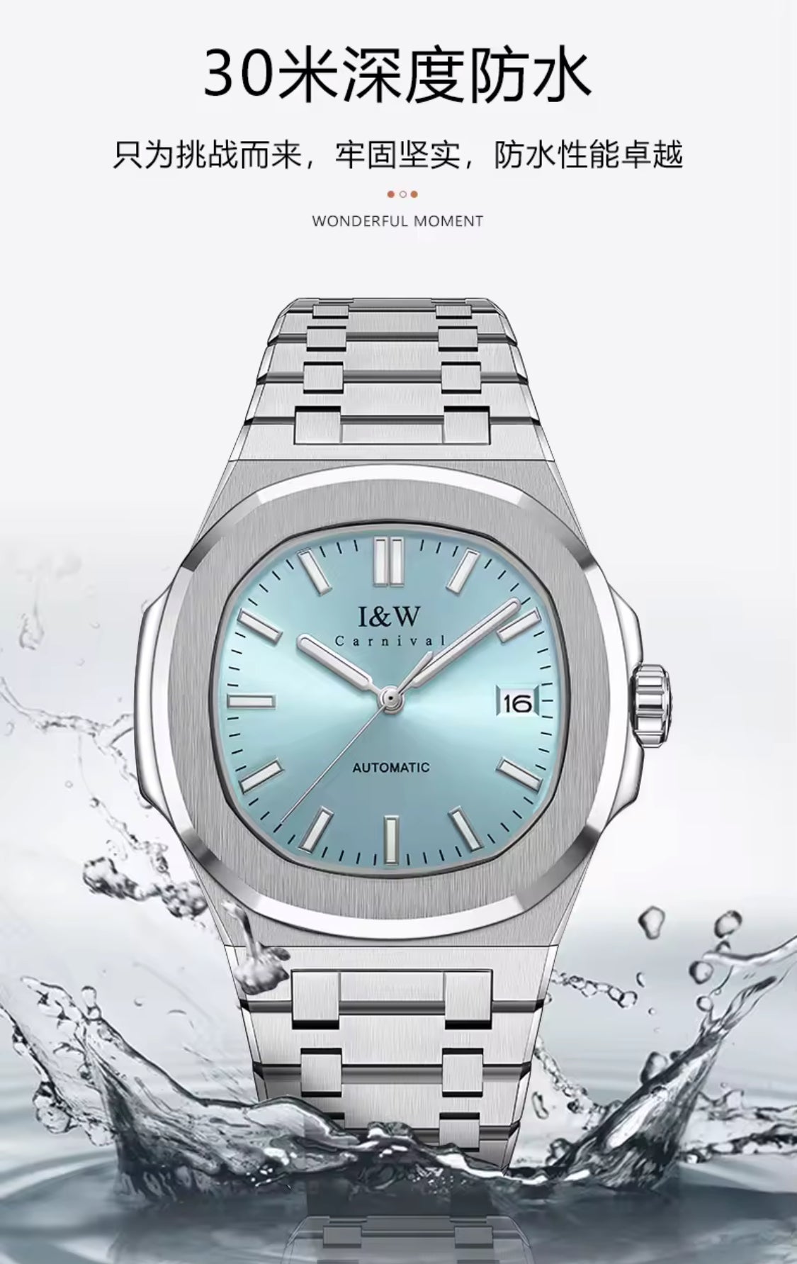 ELEGANTE RELOJ MECÁNICO AUTOMÁTICO DE GRAN CALIDAD I & W CARNIVAL 💯% ORIGINAL