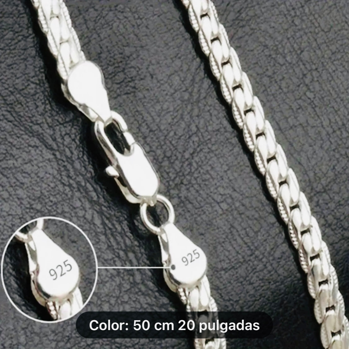 Hermosa Cadena de Plata 925 Unisex Hipoalergenica