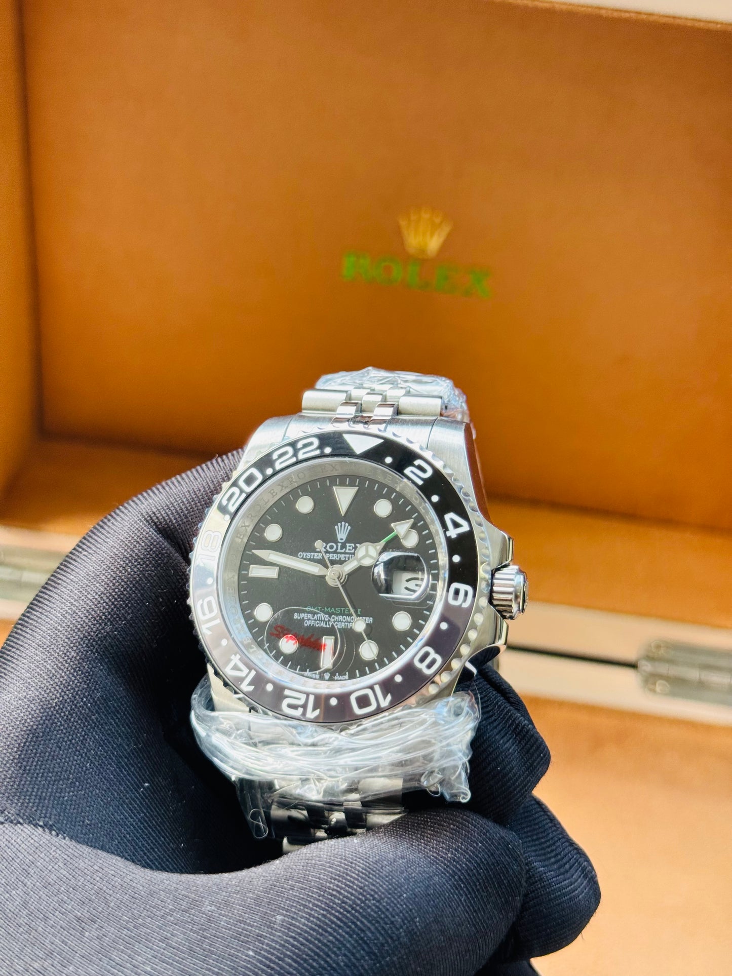 FAMOSO RELOJ AUTOMÁTICO MECÁNICO BRUCE WAYNE-GMT MASTER OYSTER PERPETUAL 2 ZONAS HORARIAS