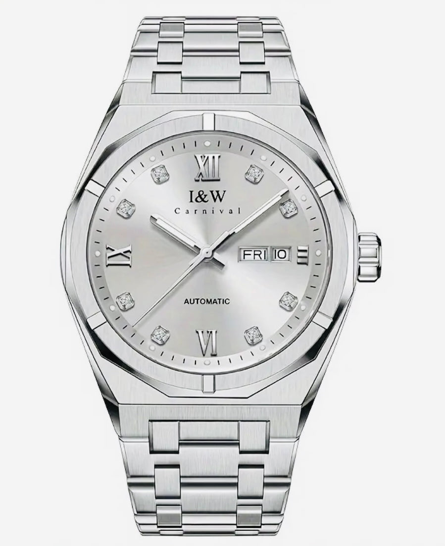 Increíble y Hermoso Reloj Automático Mecánico Día con Letras y Fechador Numérico- Crystal Zafiro! Movimiento Japonés que es el Mejor a Nivel Mundial Superando al Suizo! Maquinaria Japonesa con Joyas 💎 Japonesas Miyota! 💯% Original-30 Metros Profundidad!