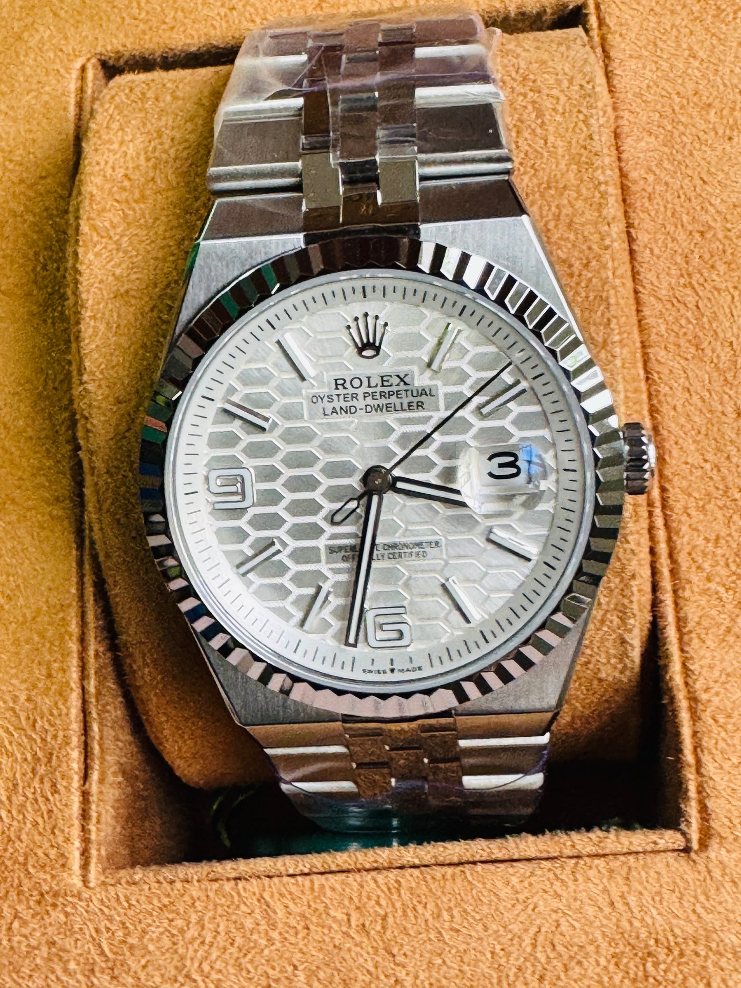 ÚNICO Y EXCLUSIVO RELOJ ROLEX OYSTER PERPETUAL LAND DWELLER- FECHADOR-39 JOYAS 💎 -CRISTAL ZAFIRO- ULTIMO MODELO Y DISEÑO! MÁXIMA ELEGANCIA!!!