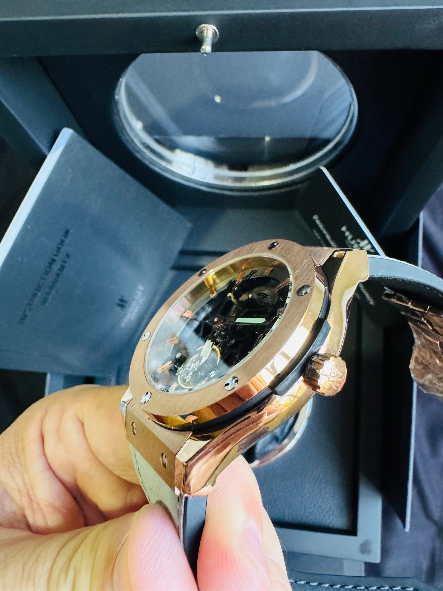 ESPECTACULAR RELOJ HUBLOT SKELETON AUTOMÁTICO MECÁNICO- CRISTAL ZAFIRO- ETC;