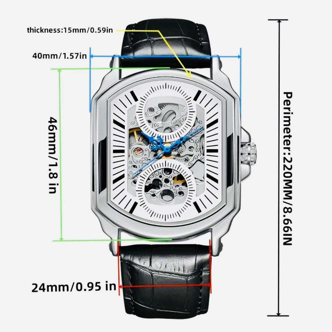 Elegante y Hermoso Reloj Automático Mecánico ⚙️ Skeleton 💯% Original Disponible con Carátula Negra y Blanca!