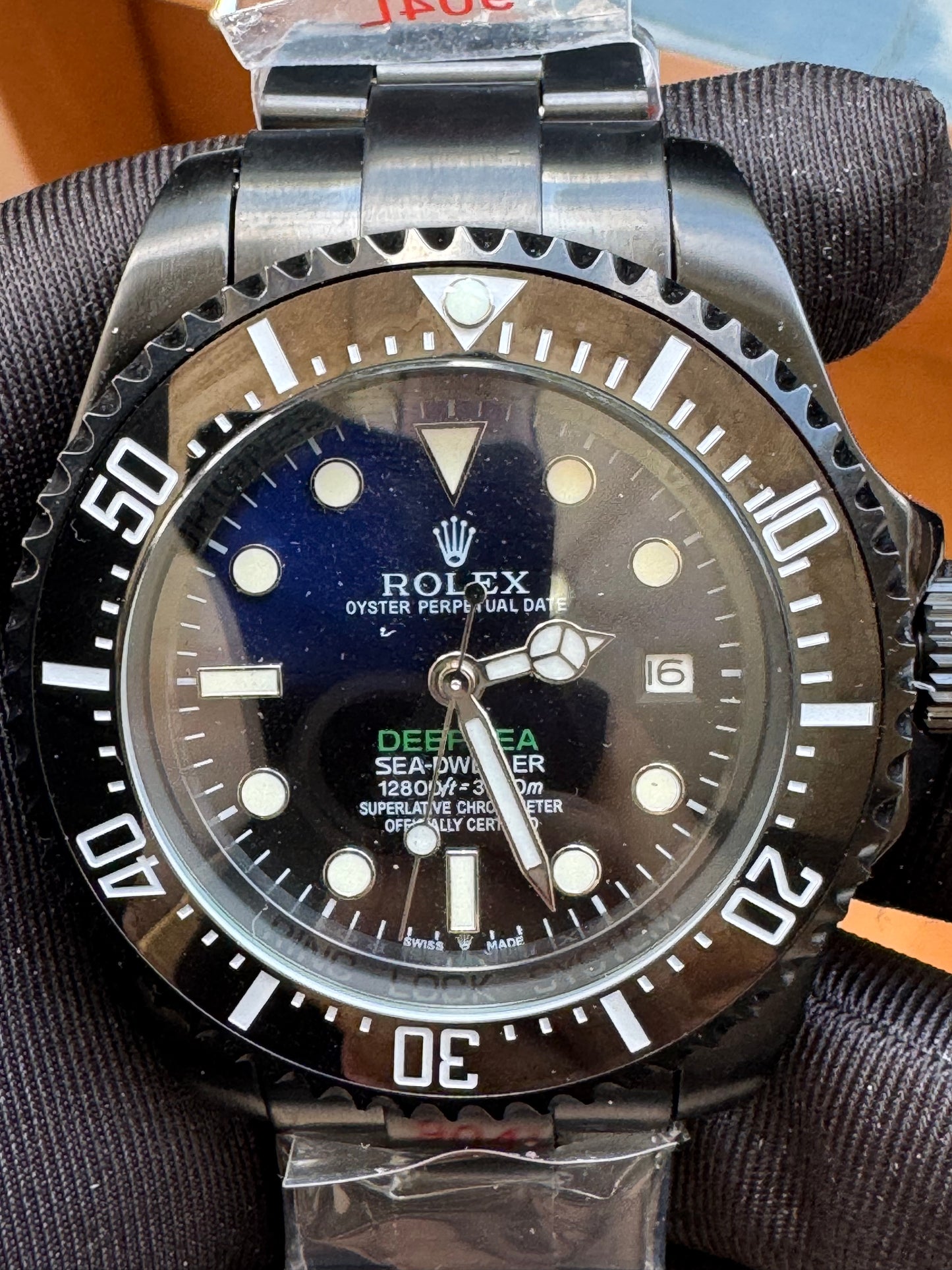 HERMOSO DISEÑO RELOJ AUTOMÁTICO MECÁNICO DEEP SEA DEWELLER VÁLVULA DE ESCAPE FECHADOR ETC;