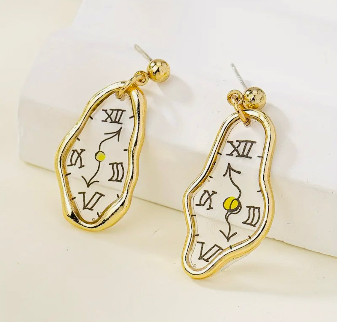 Originales Pendientes con Plata.925 aguja 🪡 de Oído 👂 Hipoalergenicos Tema La Persistencia de la Memoria- Salvador Dali-