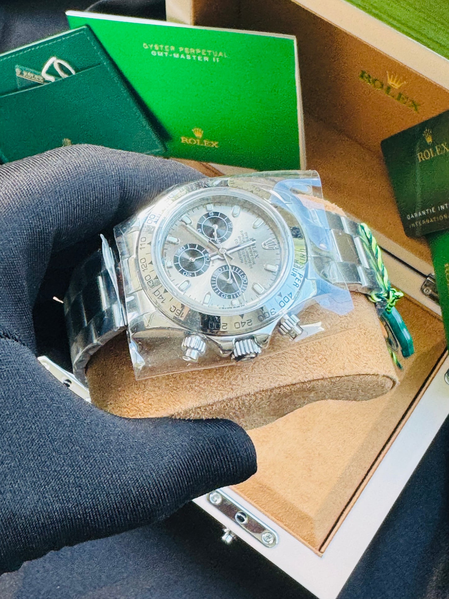 Hermoso Reloj DAYTONA Automático Mecánico Tono Oro Blanco-Máxima Elegancia!