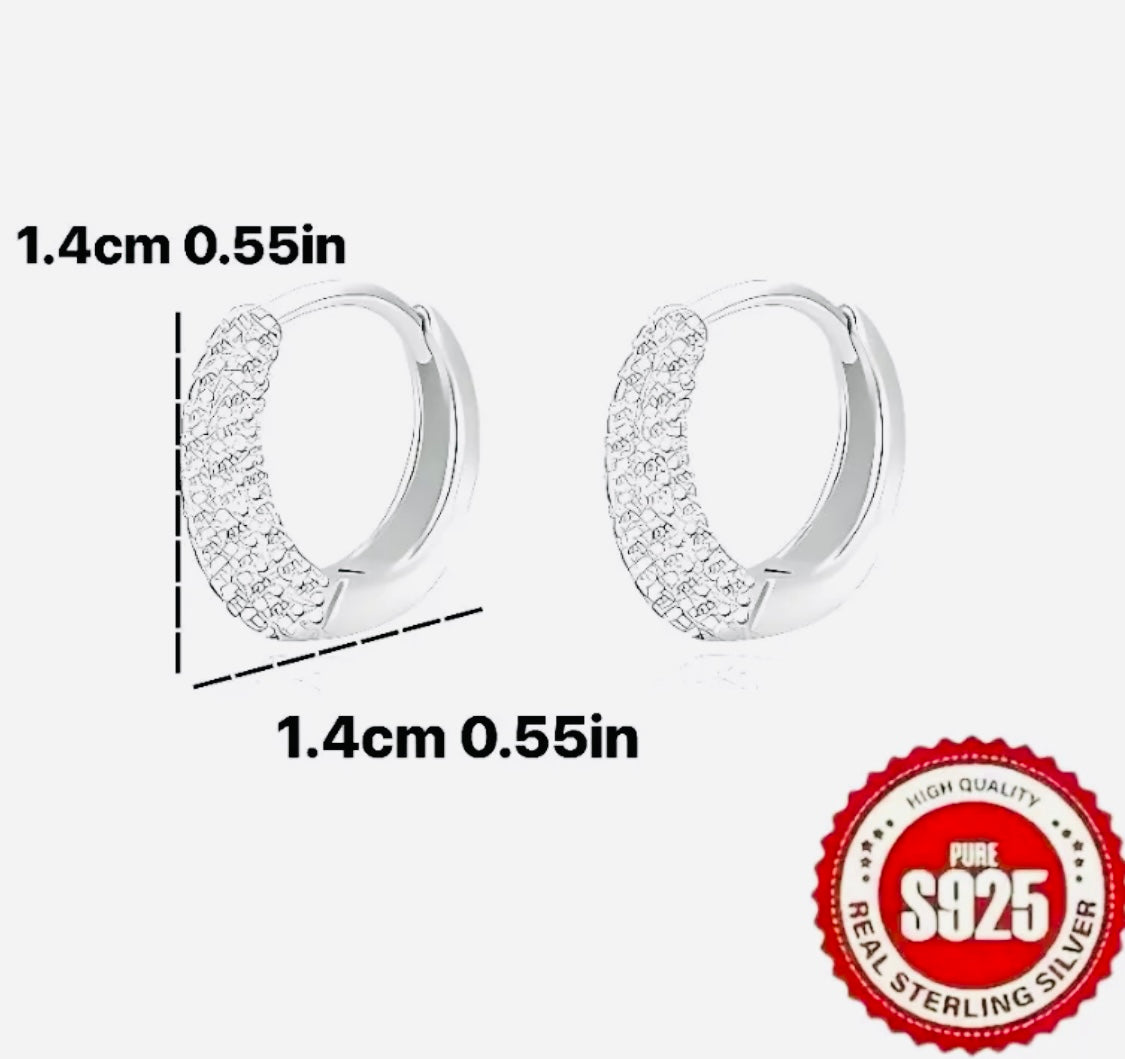 Elegantes Pendientes de Plata 925 con incrustaciones de circonita-Hipoalergenico Ideal para Regalo 🎁