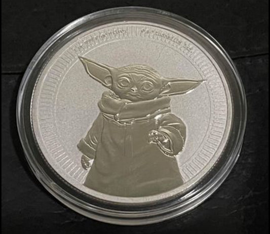 Hermosa Moneda 🪙 1 Onza de plata Ley .999 (Grogu) Curso Legal País de Origen Niue 🇳🇺 año 2021. Long Time Sold Out