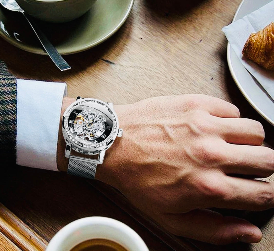 Hermoso Reloj Automático Mecánico Skeleton Movimiento de Excelente Calidad y Diseño! 💯% Original