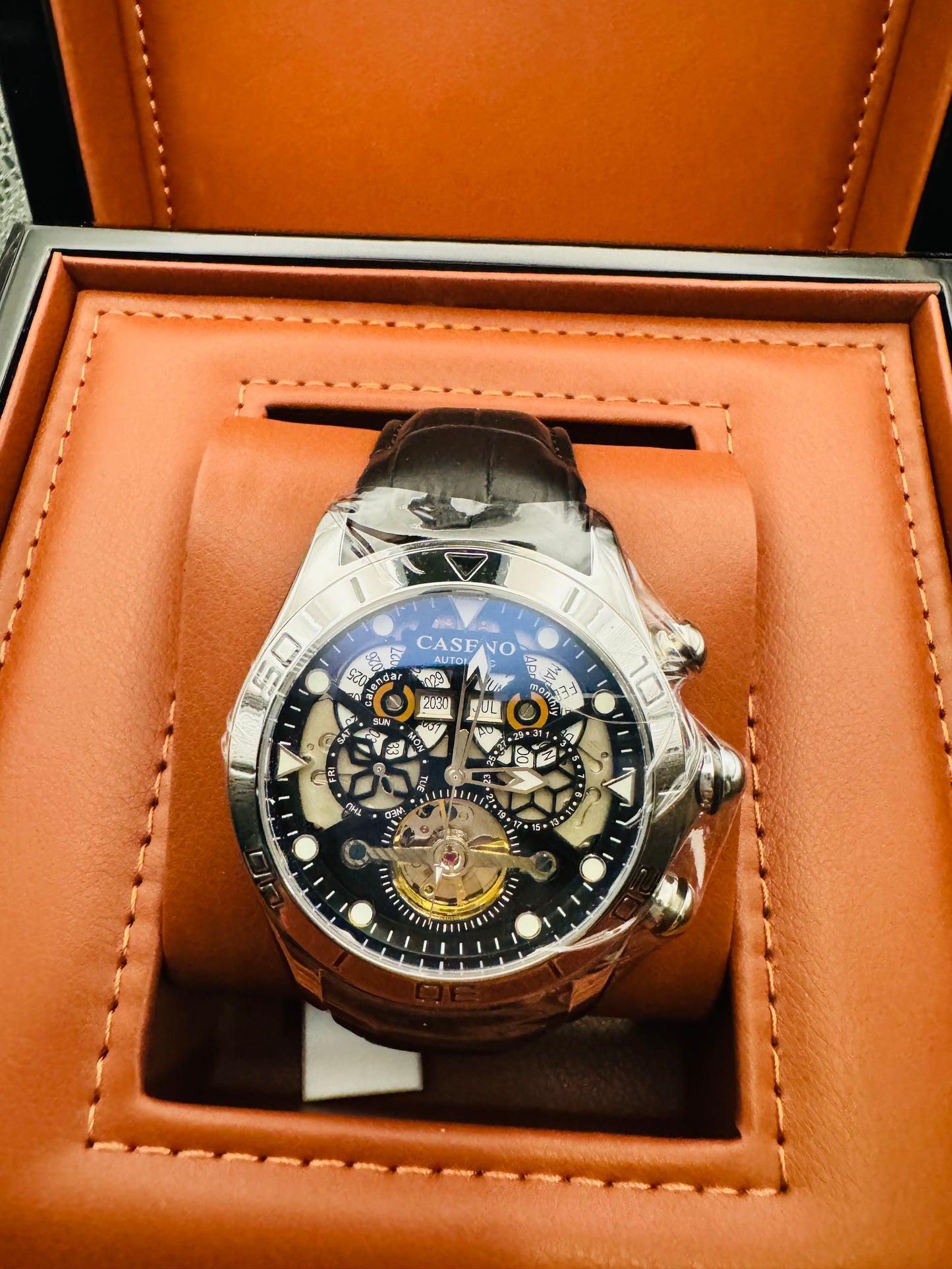 IMPRESIONANTE GRANDE Y PESADO RELOJ AUTOMÁTICO MECÁNICO SKELETON TOURBILLON 💯% ORIGINAL MÚLTIPLES COMPLICACIONES FUNCIONALES! GRAN CALIDAD A UN SÚPER PRECIO!