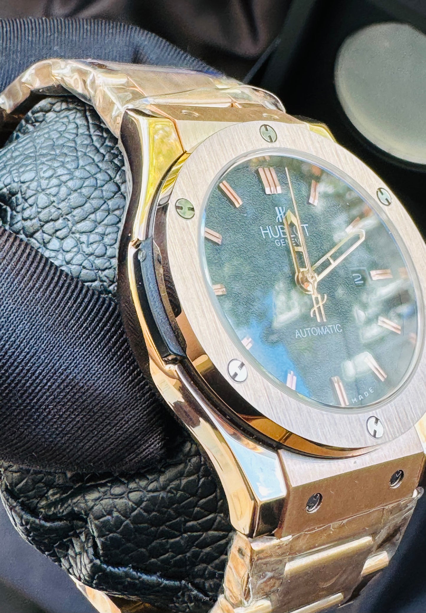 MÁXIMO LUJO! EXCLUSIVO HUBLOT AUTOMÁTICO CARATULA TIPO DIAMANTE 💎 Y LIJA! ELEGANCIA TOTAL!