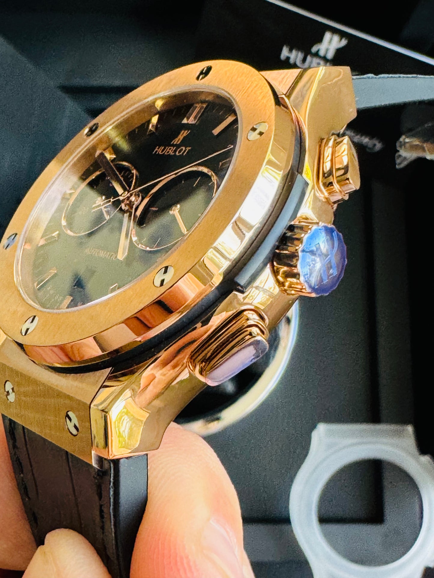 MÁXIMO LUJO RELOJ AUTOMÁTICO MECÁNICO HUBLOT - MÚLTIPLES COMPLICACIONES FUNCIONALES -CRISTAL ZAFIRO-21 JOYAS-MÁXIMA ELEGANCIA!!!