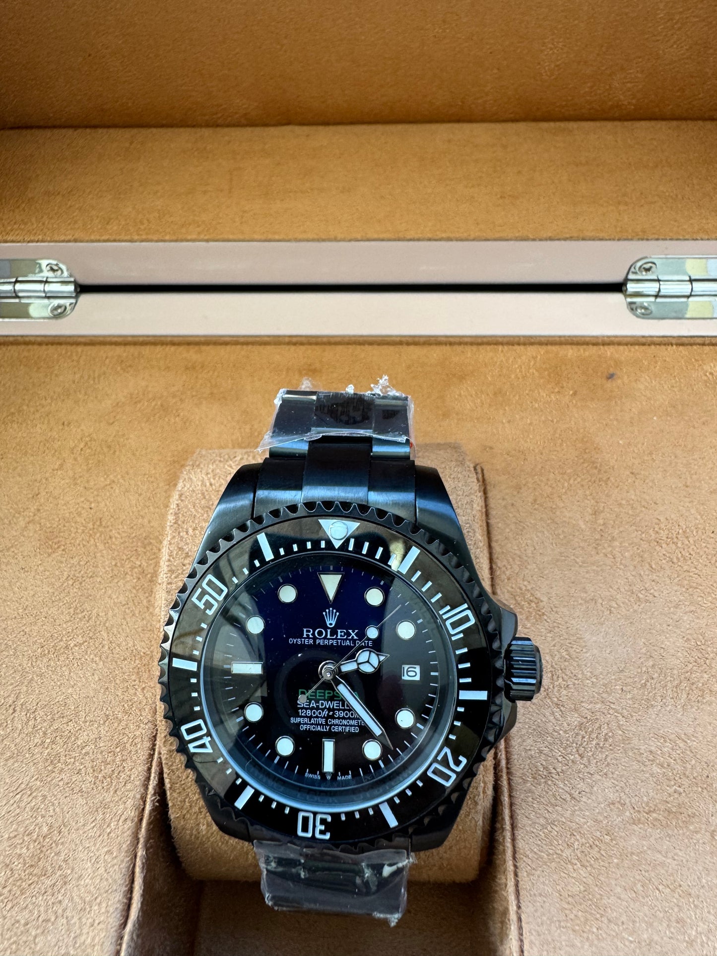 HERMOSO DISEÑO RELOJ AUTOMÁTICO MECÁNICO DEEP SEA DEWELLER VÁLVULA DE ESCAPE FECHADOR ETC;