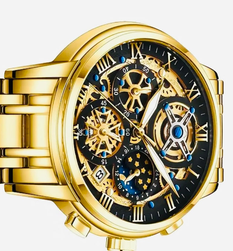 Hermoso Reloj Skeleton Multifuncional con Movimiento de Cuarzo Gran Diseño y Calidad 💯% Original