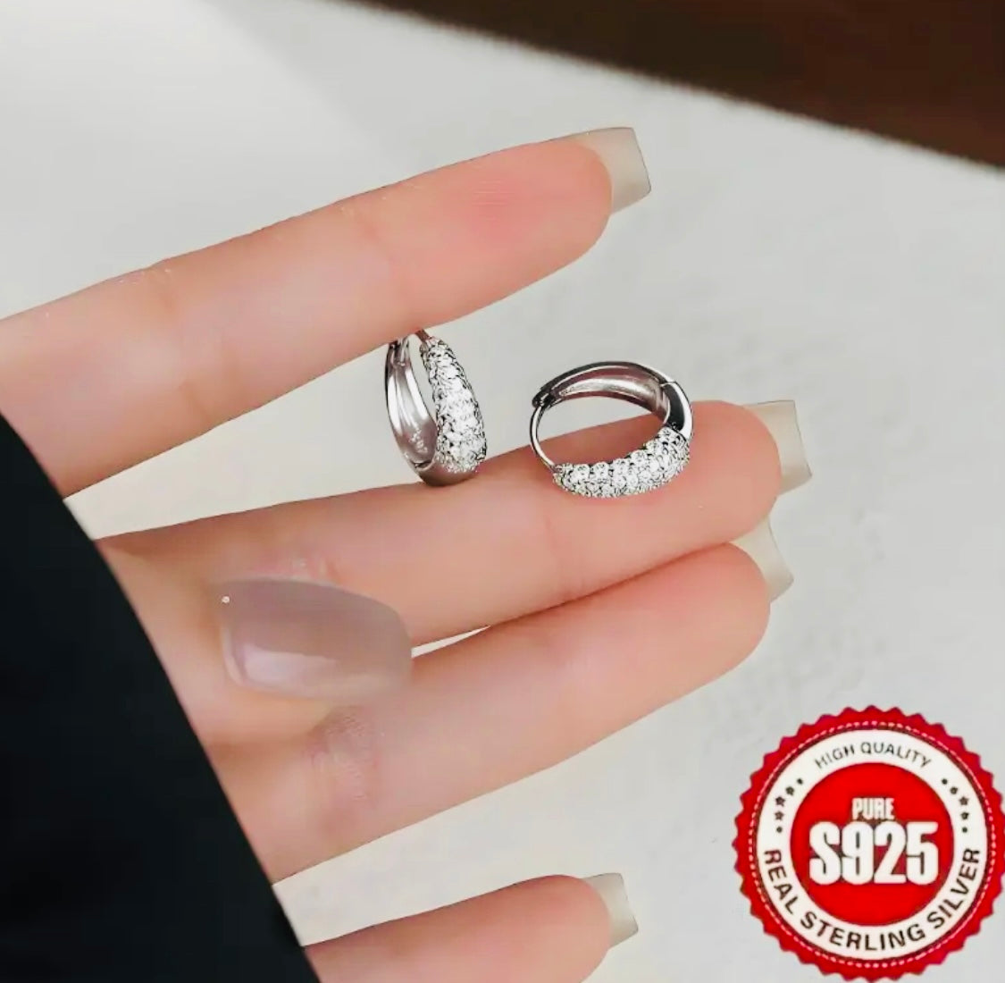 Elegantes Pendientes de Plata 925 con incrustaciones de circonita-Hipoalergenico Ideal para Regalo 🎁