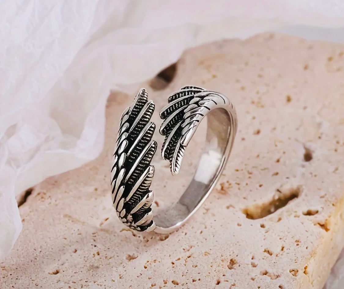 Hermoso anillo de plata .925 Alas de Ángel Unisex-Initalla-Hipoalergenico! Perfecto para regalo