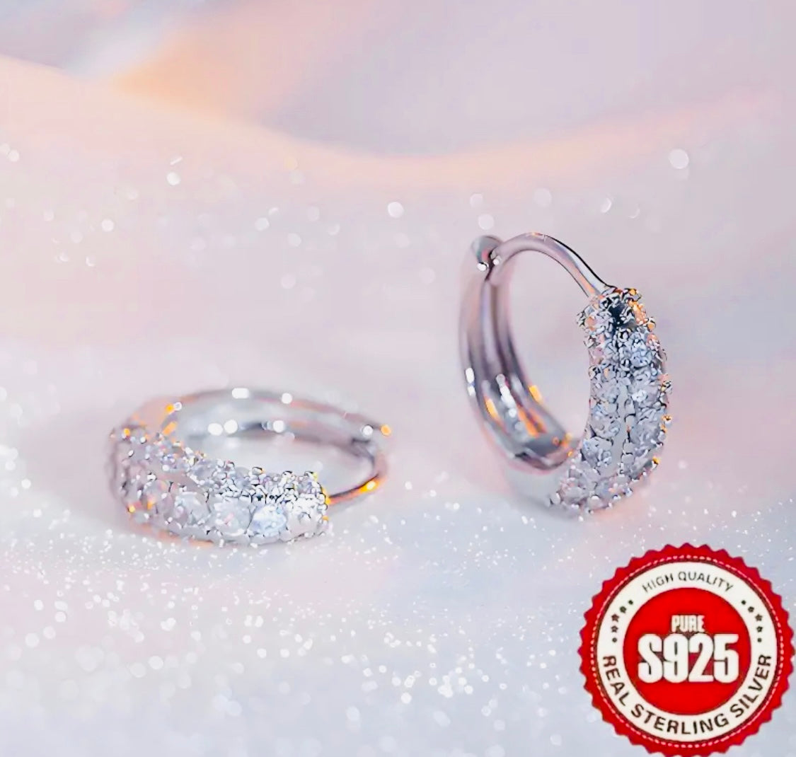 Elegantes Pendientes de Plata 925 con incrustaciones de circonita-Hipoalergenico Ideal para Regalo 🎁