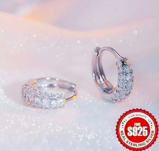 Elegantes Pendientes de Plata 925 con incrustaciones de circonita-Hipoalergenico Ideal para Regalo 🎁