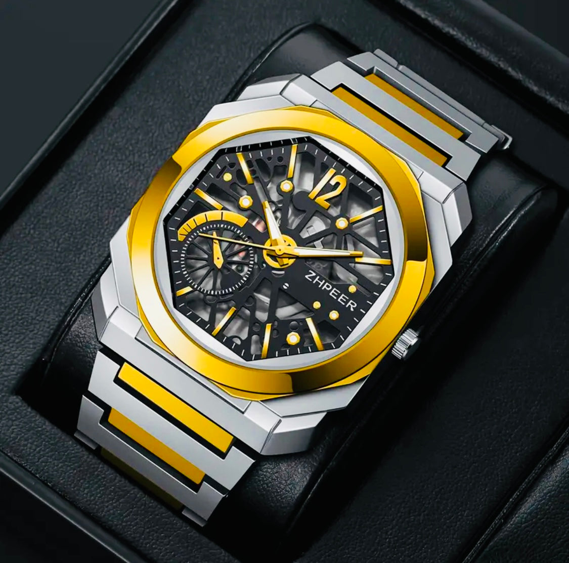 Moderno Reloj Skeleton de Cuarzo Excelente para Regalo 🎁