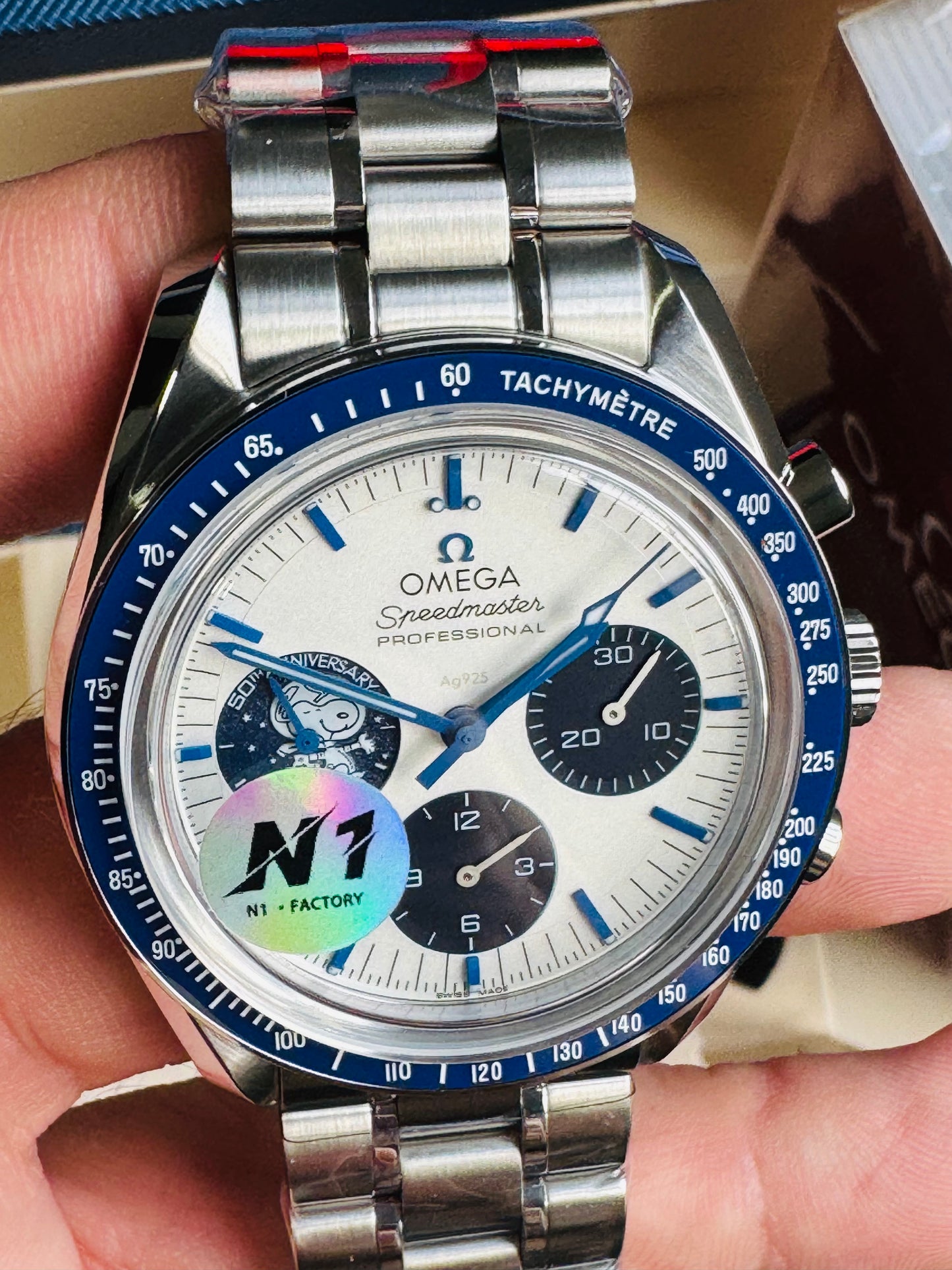 MÁXIMO LUJO!!! ESPECTACULAR DISEÑO OMEGA APOLLO XIlI- AUTOMÁTICO MECÁNICO-SPEED MASTER-PROFESSIONAL-EYES ON THE STARS- ORIGINAL MOVIMIENTO MECÁNICO TIERRA Y CÁPSULA ESPACIAL SNOOPY APOLLO XIII