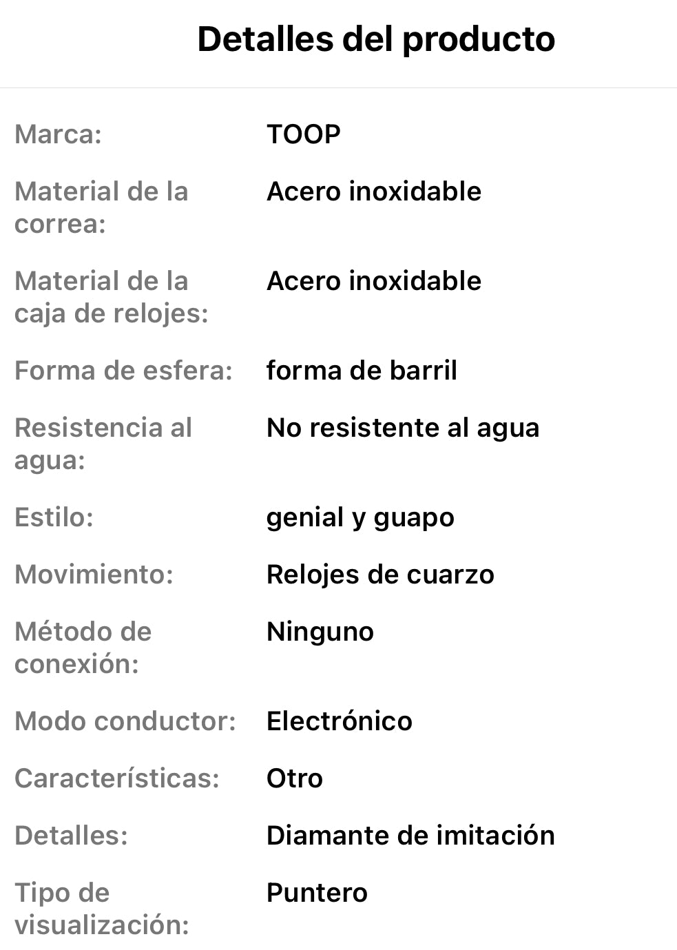 Reloj de Lujo  en Acero Inoxidable Negro y Dorado, Esfera en Forma de Barril Fresca y Guapa, Movimiento de Cuarzo, No Impermeable, Accionamiento Electrónico - Accesorio de Moda
