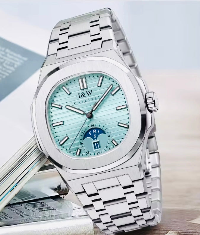 IMPRESIONANTE RELOJ AUTOMÁTICO I&W MÁXIMA CALIDAD Y ESPECTACULAR DISEÑO-CRISTAL ZAFIRO-FECHADOR-SEMANARIO-50 METROS 💦 LUMINOSO-ETC